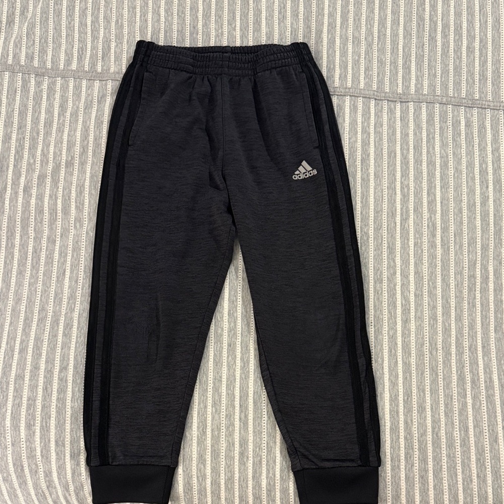 adidas Youth Black Joggers with Side Stripes